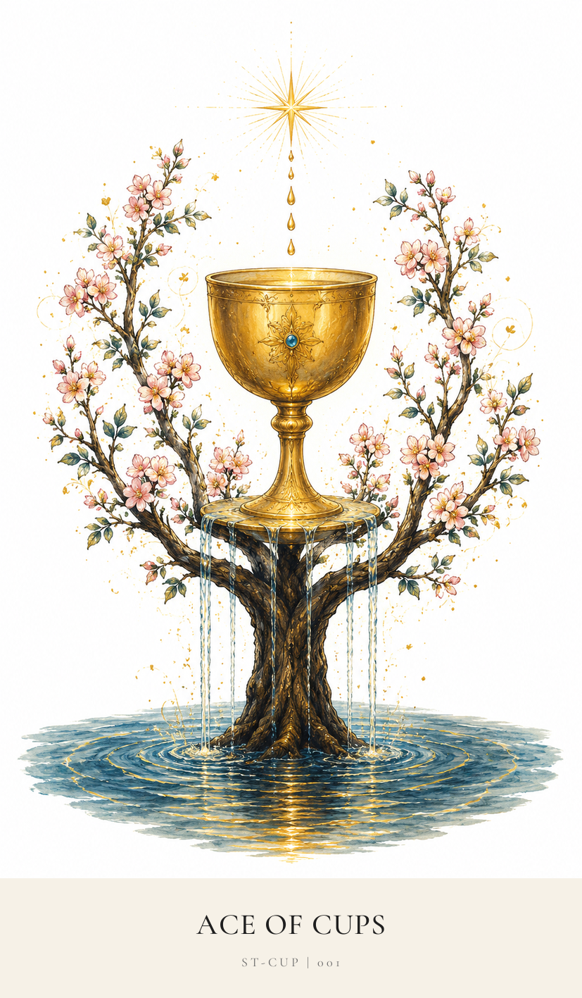 Ace of Cups tarot card from the Simply Tarot deck
