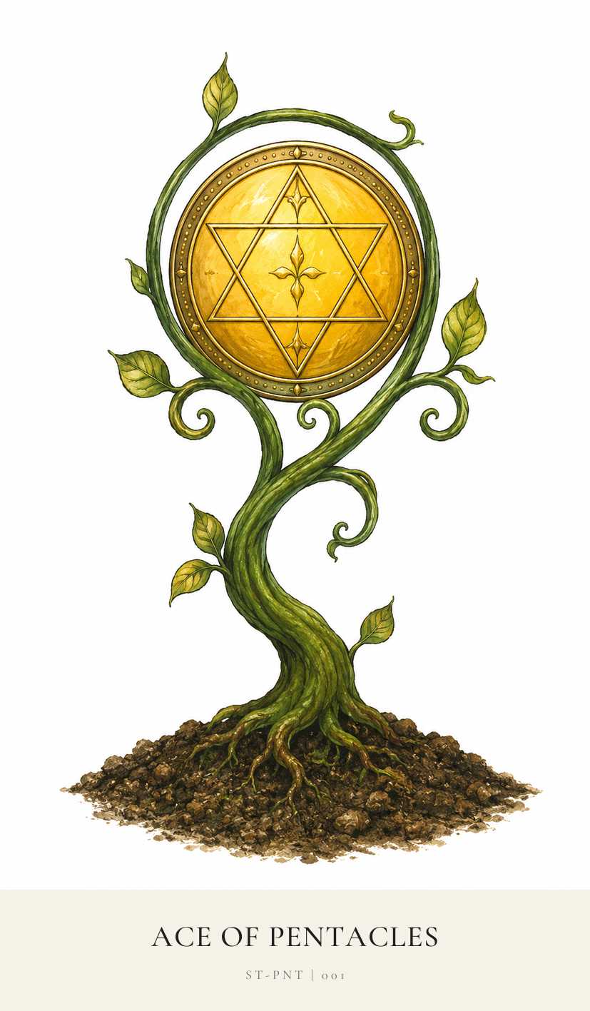 Ace of Pentacles tarot card from the Simply Tarot deck