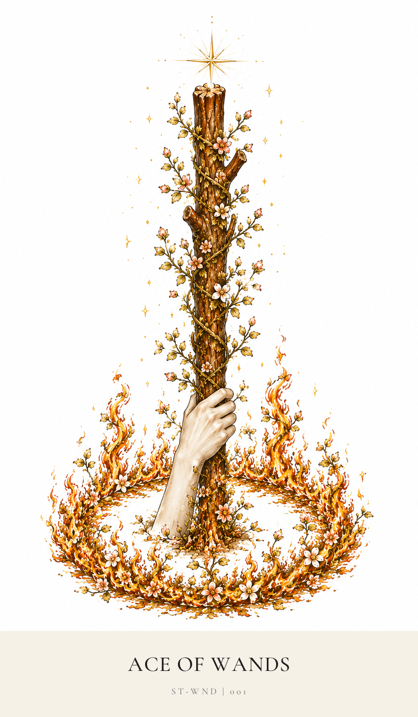 Ace of Wands tarot card from the Simply Tarot deck