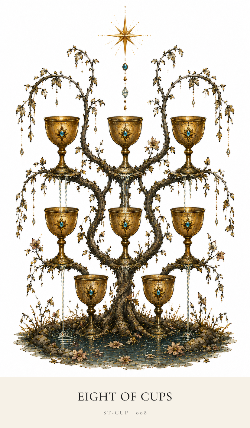 Eight of Cups tarot card from the Simply Tarot deck