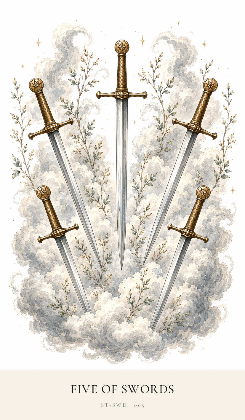 Five of Swords tarot card from the Simply Tarot deck