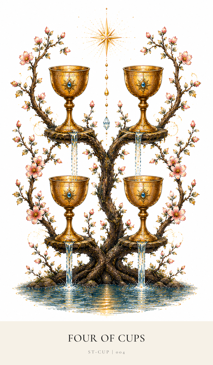 Four of Cups tarot card from the Simply Tarot deck
