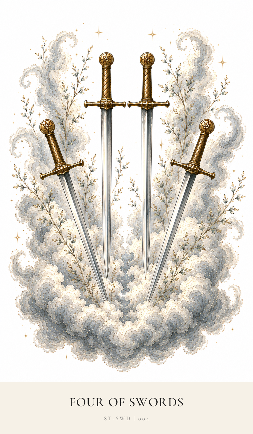 Four of Swords tarot card from the Simply Tarot deck