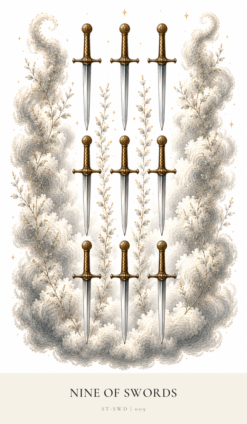 Nine of Swords tarot card from the Simply Tarot deck