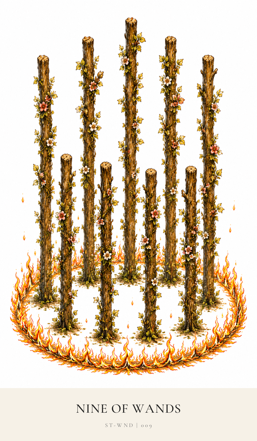 Nine of Wands tarot card from the Simply Tarot deck