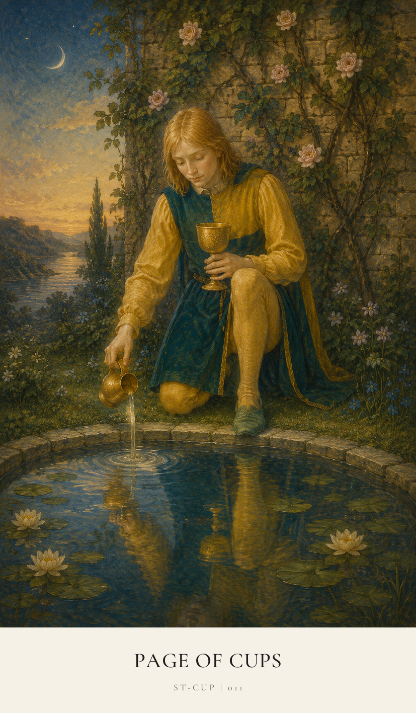 Page of Cups tarot card from the Simply Tarot deck