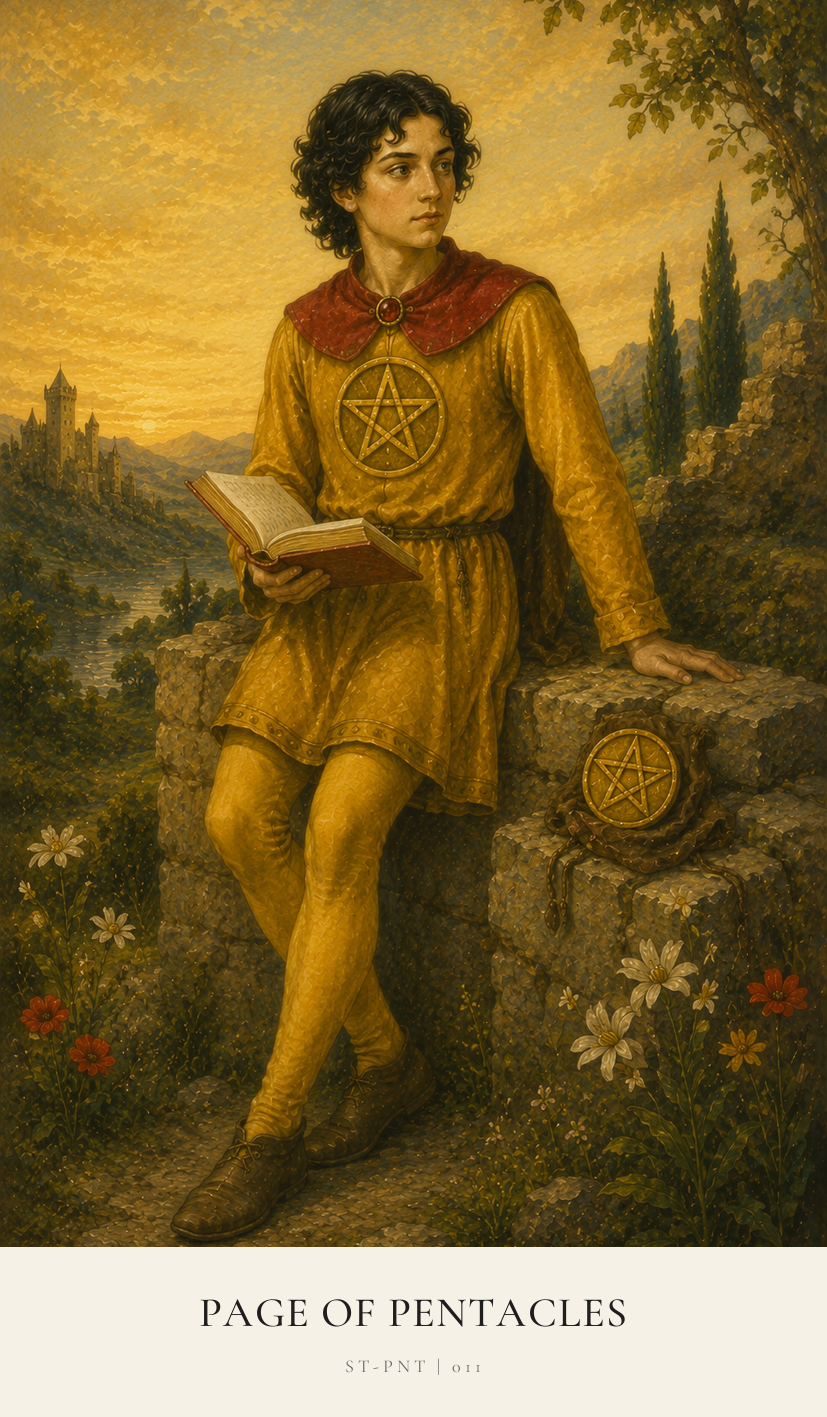 Page of Pentacles tarot card from the Simply Tarot deck