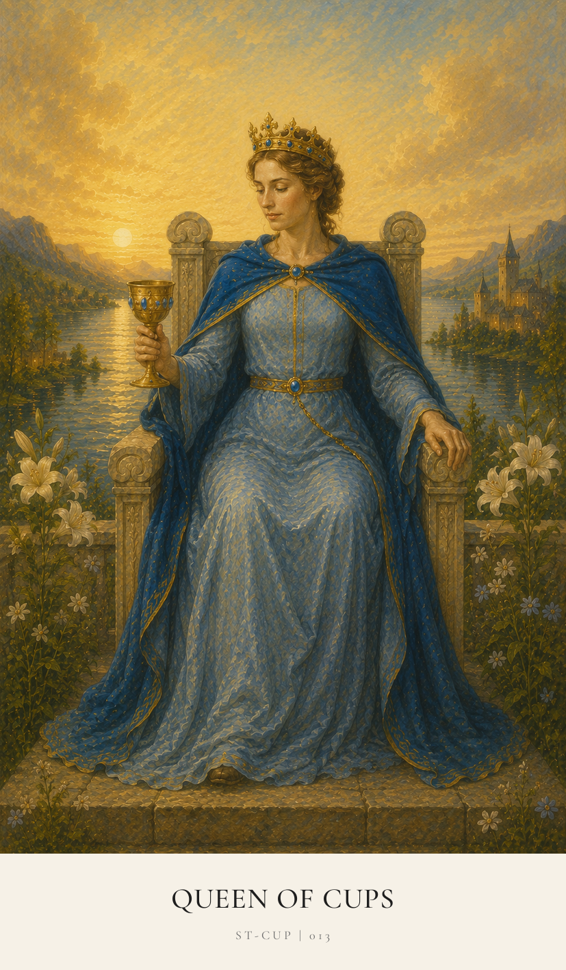 Queen of Cups tarot card from the Simply Tarot deck