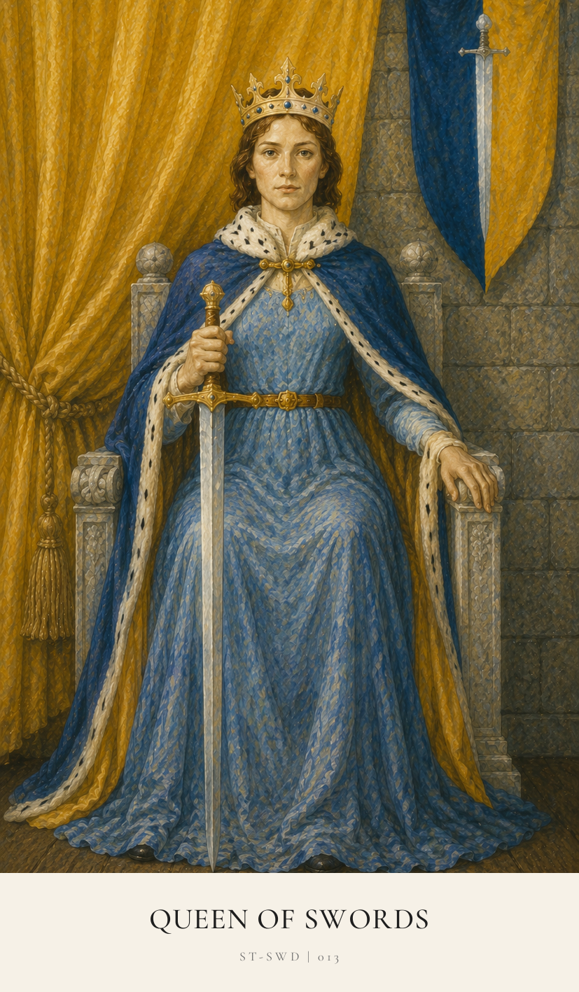 Queen of Swords tarot card from the Simply Tarot deck