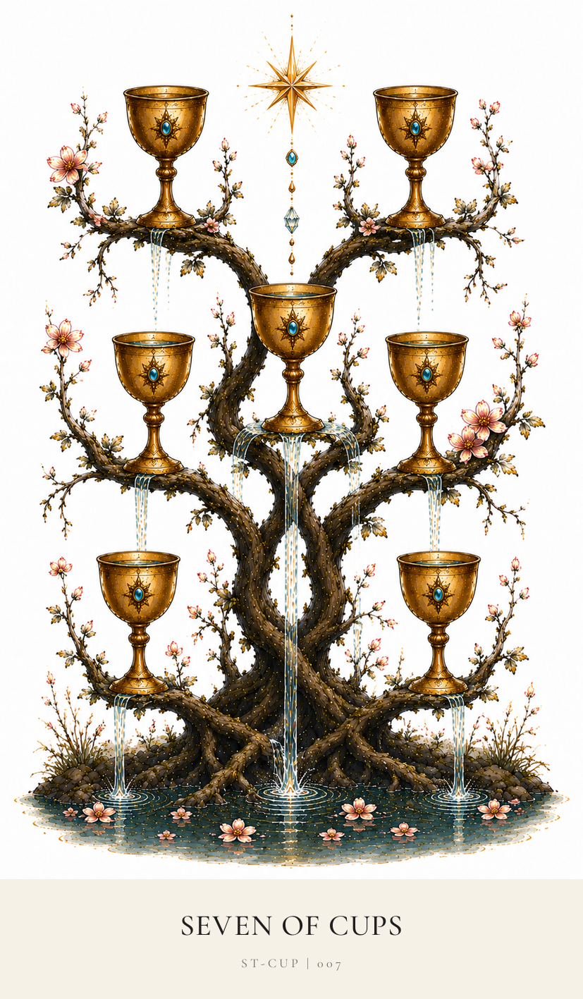 Seven of Cups tarot card from the Simply Tarot deck