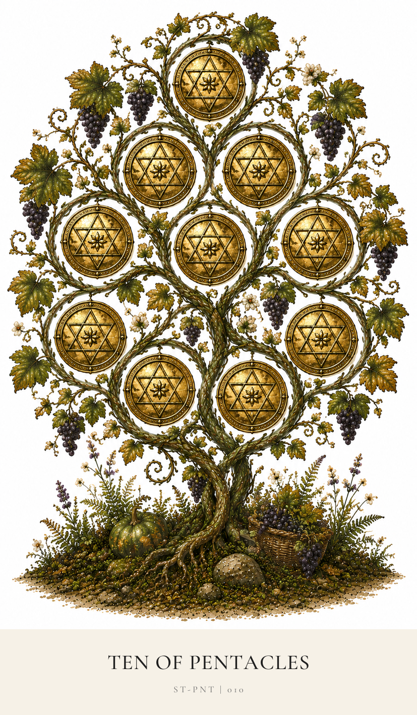 Ten of Pentacles tarot card from the Simply Tarot deck
