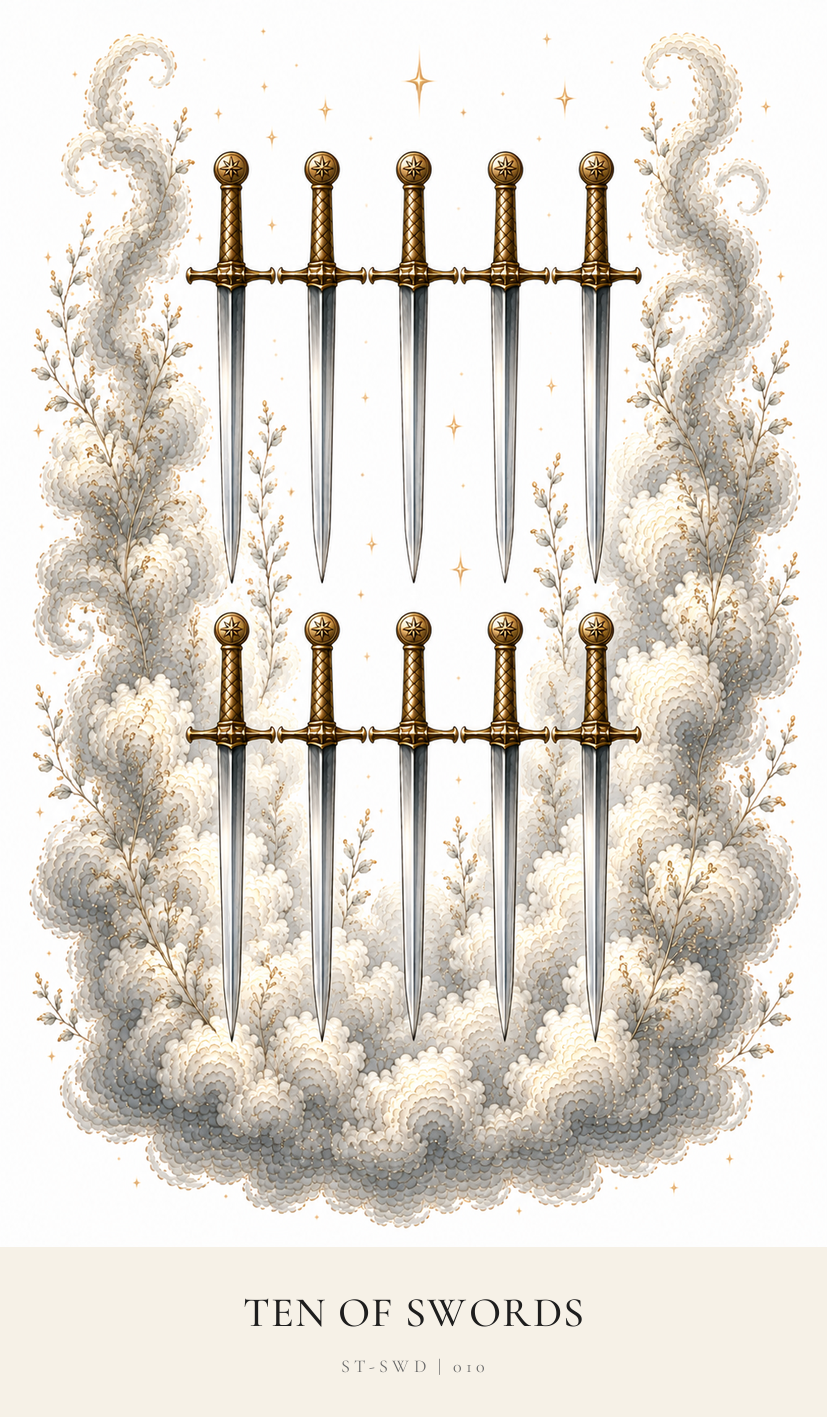 Ten of Swords tarot card from the Simply Tarot deck