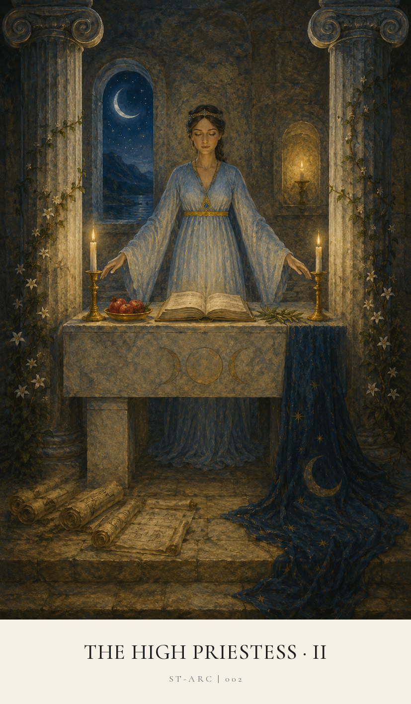 The High Priestess tarot card from the Simply Tarot deck