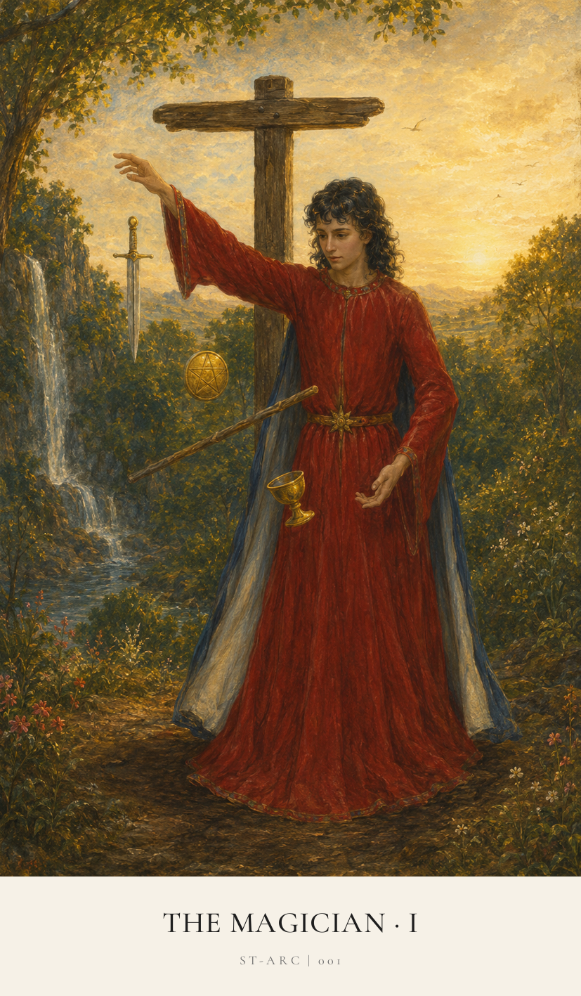 The Magician tarot card from the Simply Tarot deck