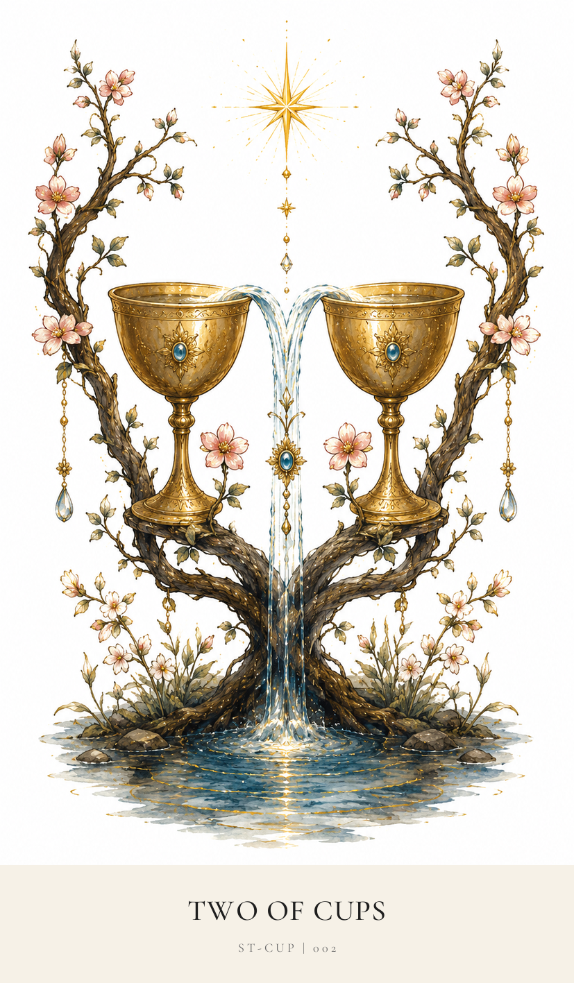 Two of Cups tarot card from the Simply Tarot deck
