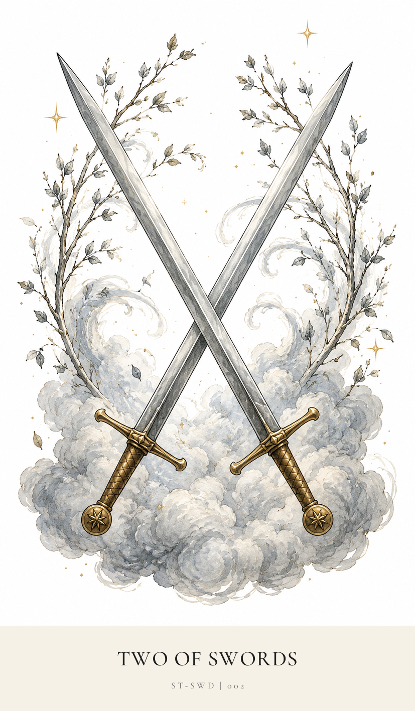 Two of Swords tarot card from the Simply Tarot deck