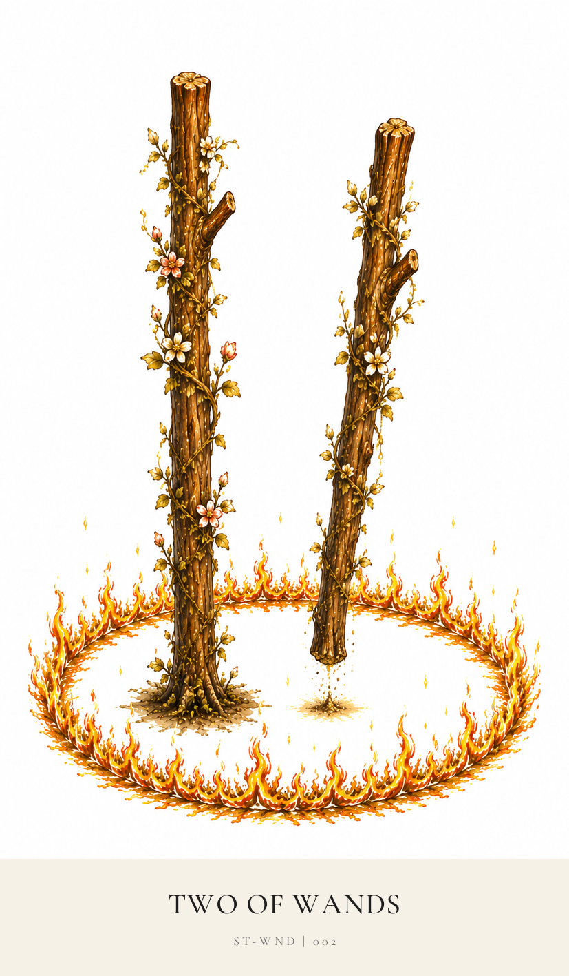 Two of Wands tarot card from the Simply Tarot deck